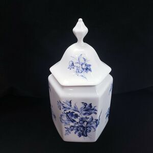 Vintage Ginger Jar Blue & White French Porcelain Tea Apothecary Canister 10"